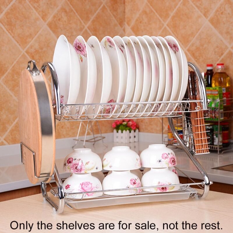 72063 gf2gbn Double Layer Dish Drying Rack Shelf Holder Basket Cup