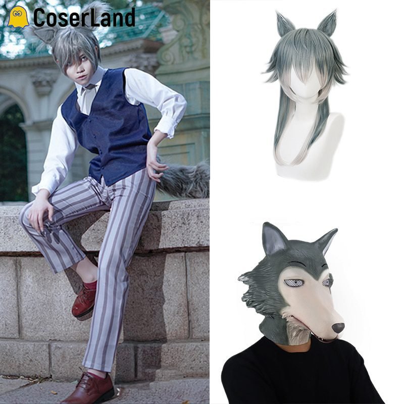 78135 m8is46 Anime Beastars Cosplay Costumes Wig Mask Grey Wolf