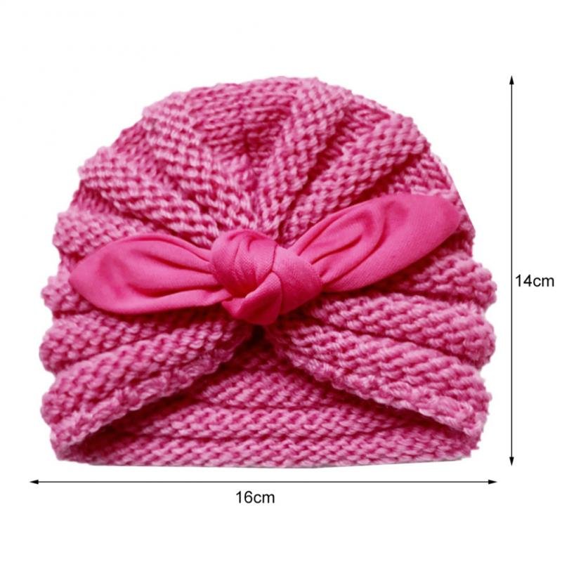 Newborn Baby Hats Casual Solid Color Baby Cap Solid Print Bowknot Elastic Turban Soft Hats Winter Warm Cotton Caps For Girls Boy