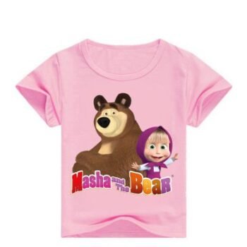 75418 8924dd Anime Masha and the Bear cosplay girl boy Tops T-shirt child costumes Cotton
