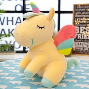 77198 702487 25CM New Soft Cute Rainbow Style Unicorn Toy Plush Toys Wings Angel Animals