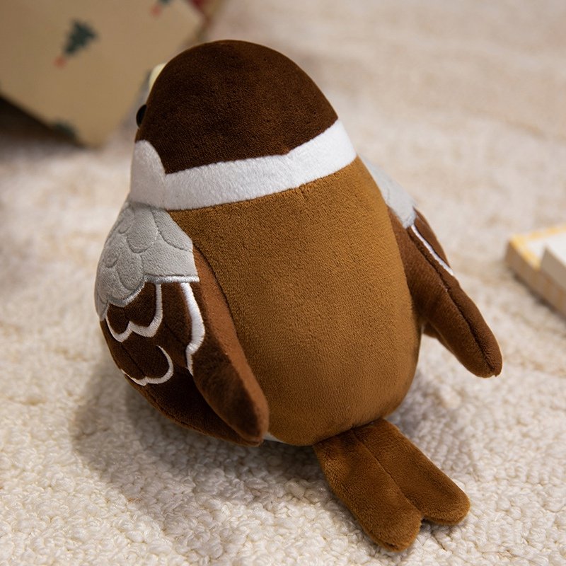 Cute Chubby Sparrow Plush Toy – Lifelike Small Bird Desktop Pet (18cm) - Image 3
