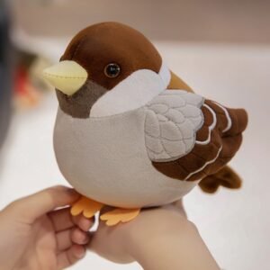 Cute Chubby Sparrow Plush Toy – Lifelike Small Bird Desktop Pet (18cm)