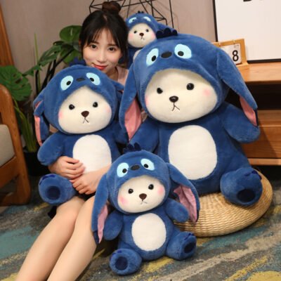 Cute Bear in Stitch Costume Plush – 2-in-1 Cosplay Stuffed Animal