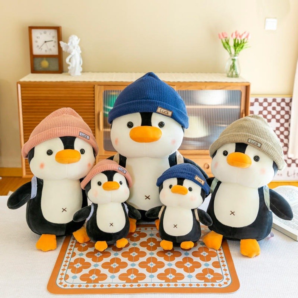 Cute Penguin with Backpack Plush Toy – Wearing Hat Stuffed Animal (23cm) - Image 9