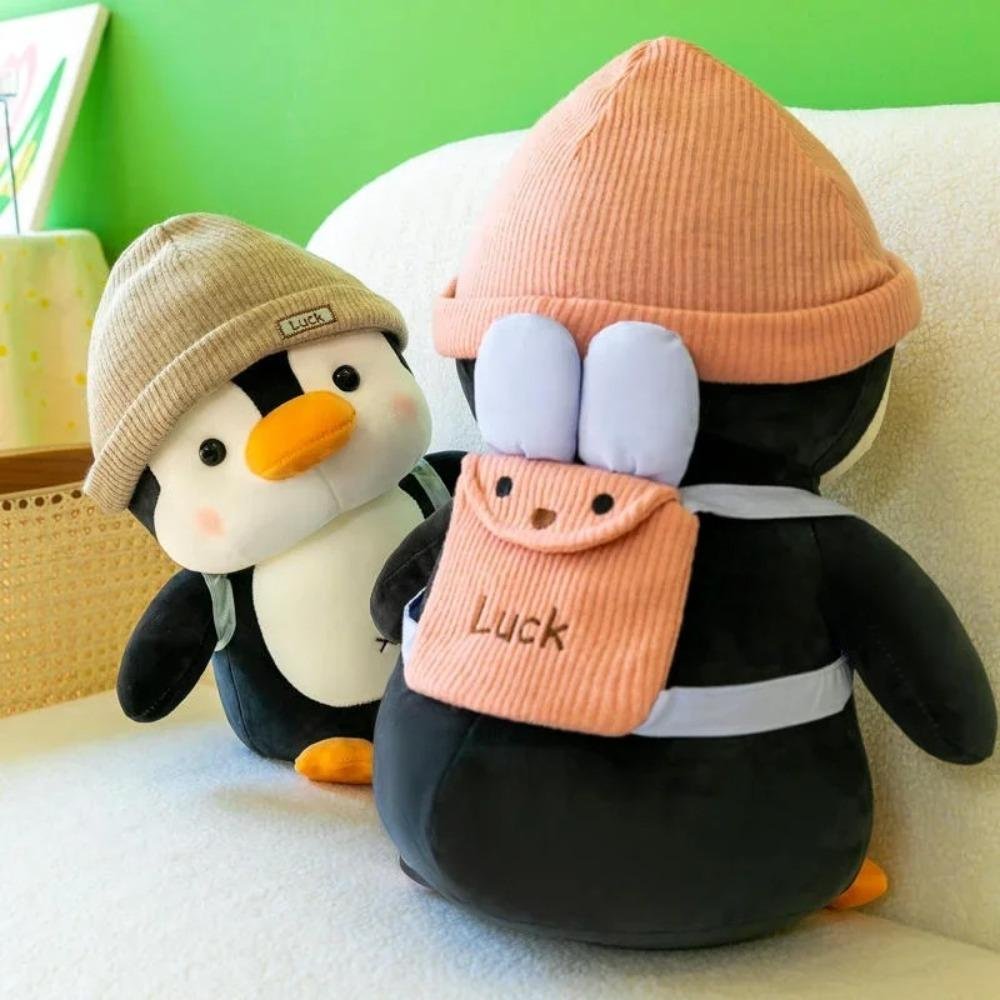 Cute Penguin with Backpack Plush Toy – Wearing Hat Stuffed Animal (23cm) - Image 3