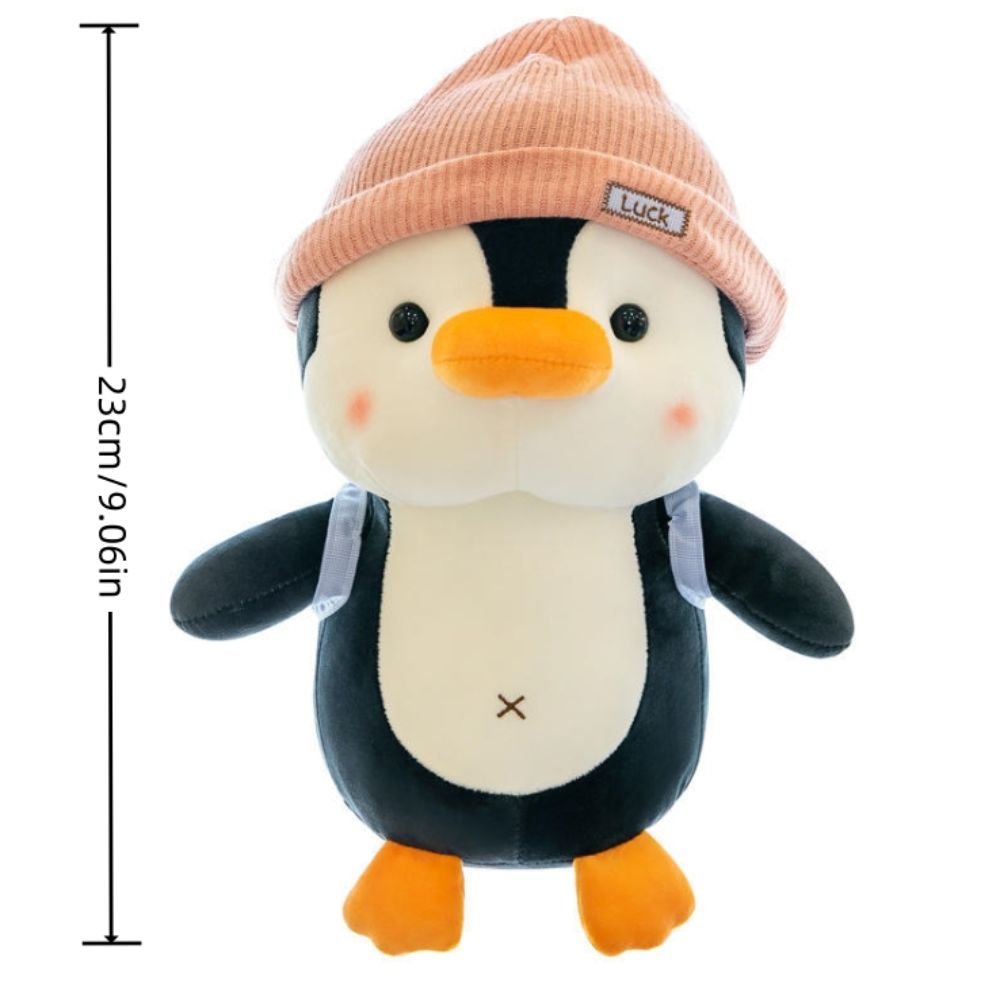 Cute Penguin with Backpack Plush Toy – Wearing Hat Stuffed Animal (23cm) - Image 4