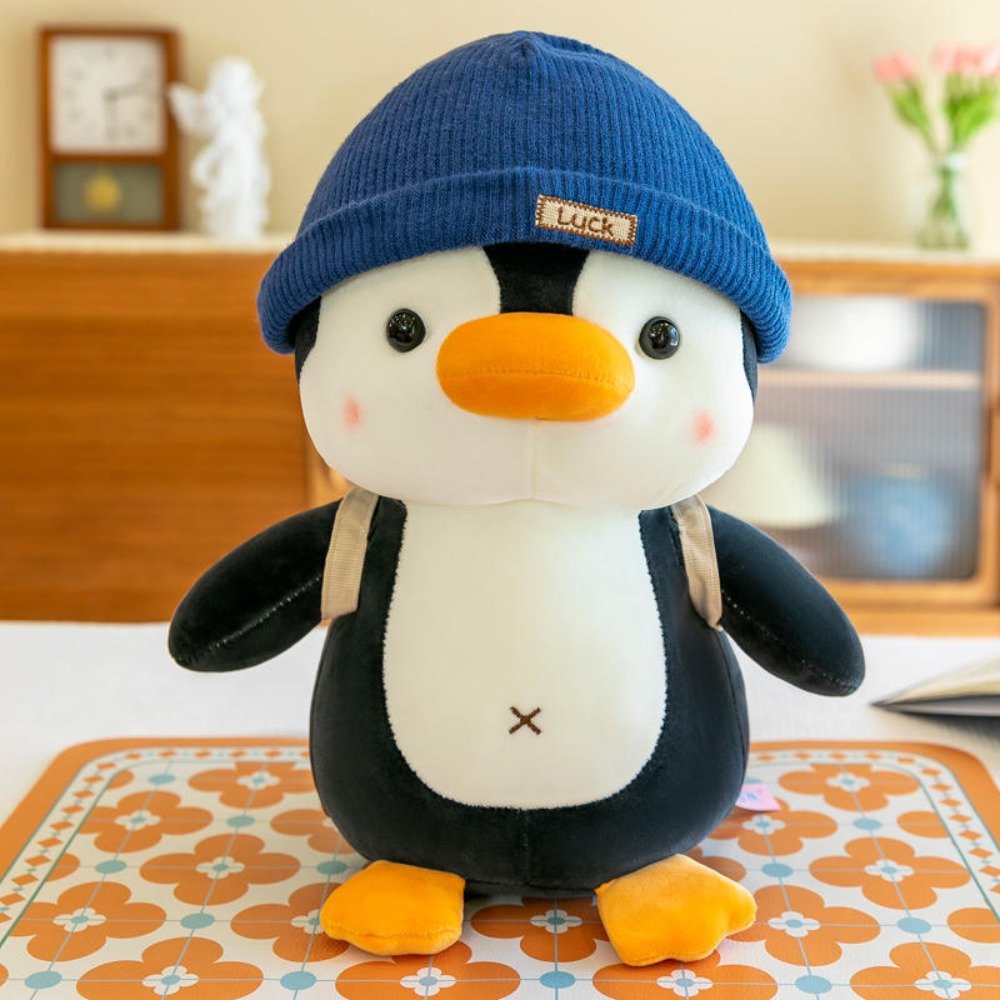 Cute Penguin with Backpack Plush Toy – Wearing Hat Stuffed Animal (23cm) - Image 5