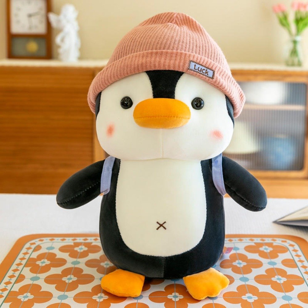 Cute Penguin with Backpack Plush Toy – Wearing Hat Stuffed Animal (23cm) - Image 6